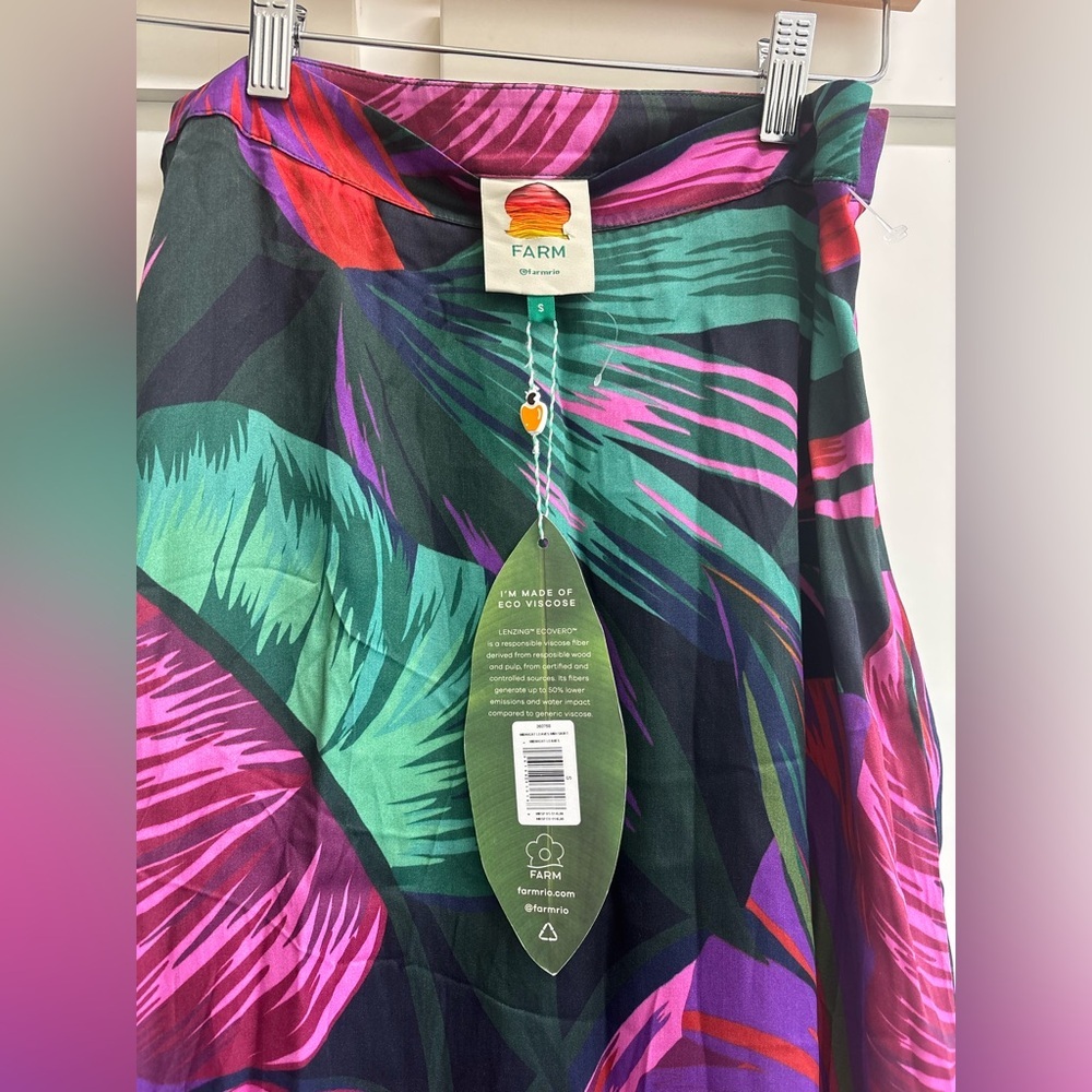 Farm Rio Midnight Leaves Midi Skirt NWT Size Small Tropical Print vacation - Picture 5 of 6